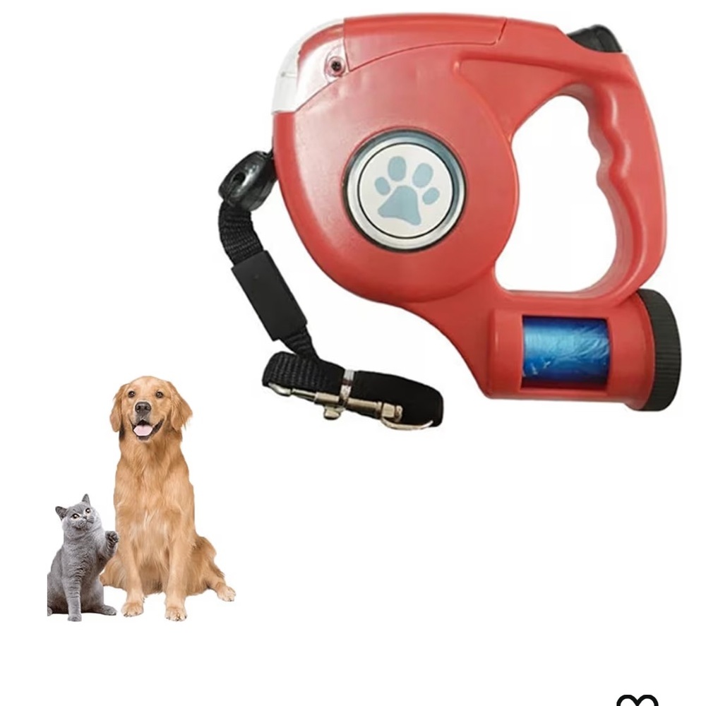 Red Dog Leads Retractable, Automatic Traction with LED Light Garbage Bags